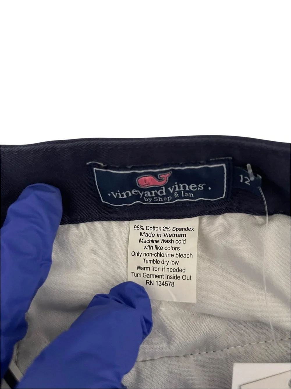 Vineyard Vines Breaker Shorts Boys Size 12 Navy Blue Chino Stretch NWT
